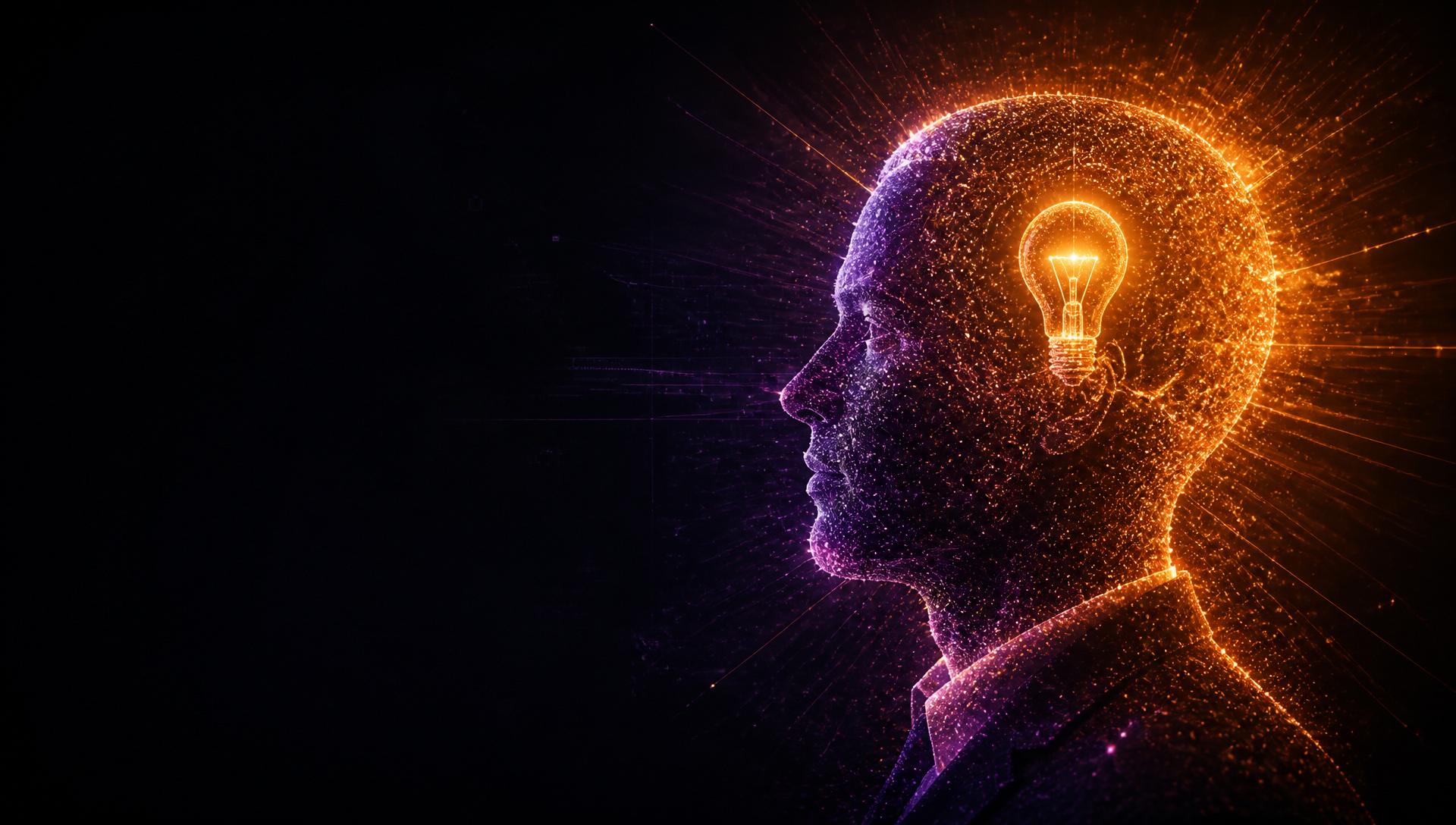 Particle silhouette of a visionary leader