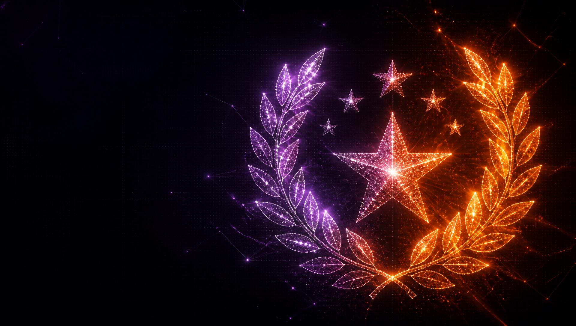 Particle laurel wreath and stars symbolizing trust